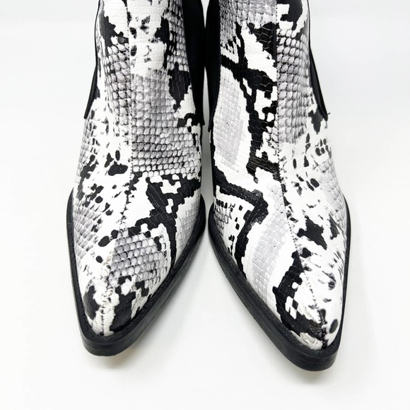 Zara Black and White Snake Print Ankle Boots - Picture 7 of 14